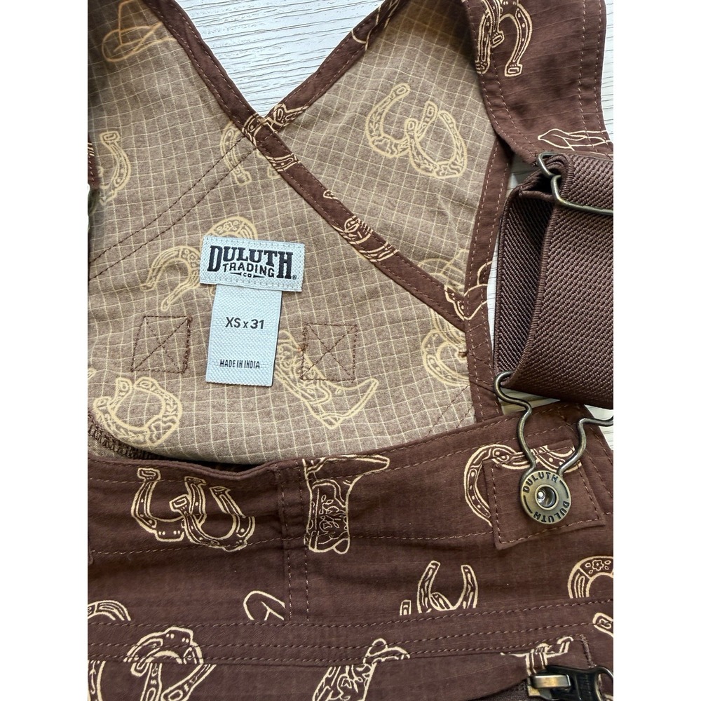 Duluth Trading Co Women's Heirloom Bib Overalls Dark Roast Western Charm XS/31 - Picture 3 of 10